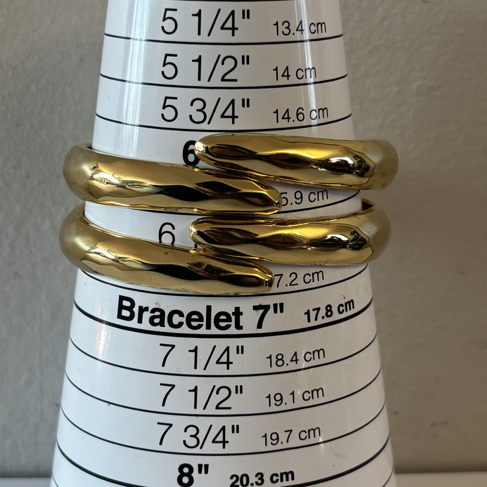 Gold-Tone Molten Wavy Textured Bypass Bangle Bracelet